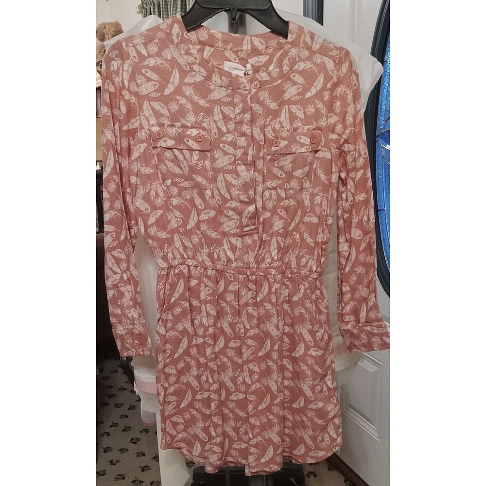Pumpkin Patch Girls Dusty Rose Pink Printed Shirt Dress Size 9 NEW W/Tags Cute!